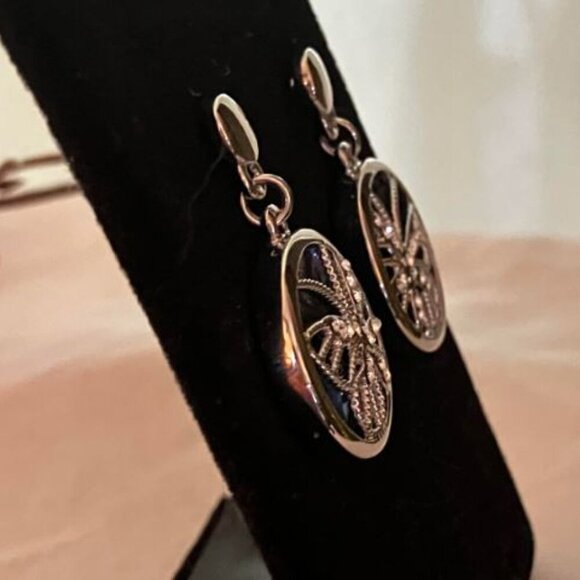 Abalone Earrings with White Sapphire Butterfly NWOT - Picture 3 of 7